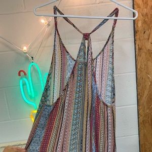 Geometric patterned striped summer mini dress